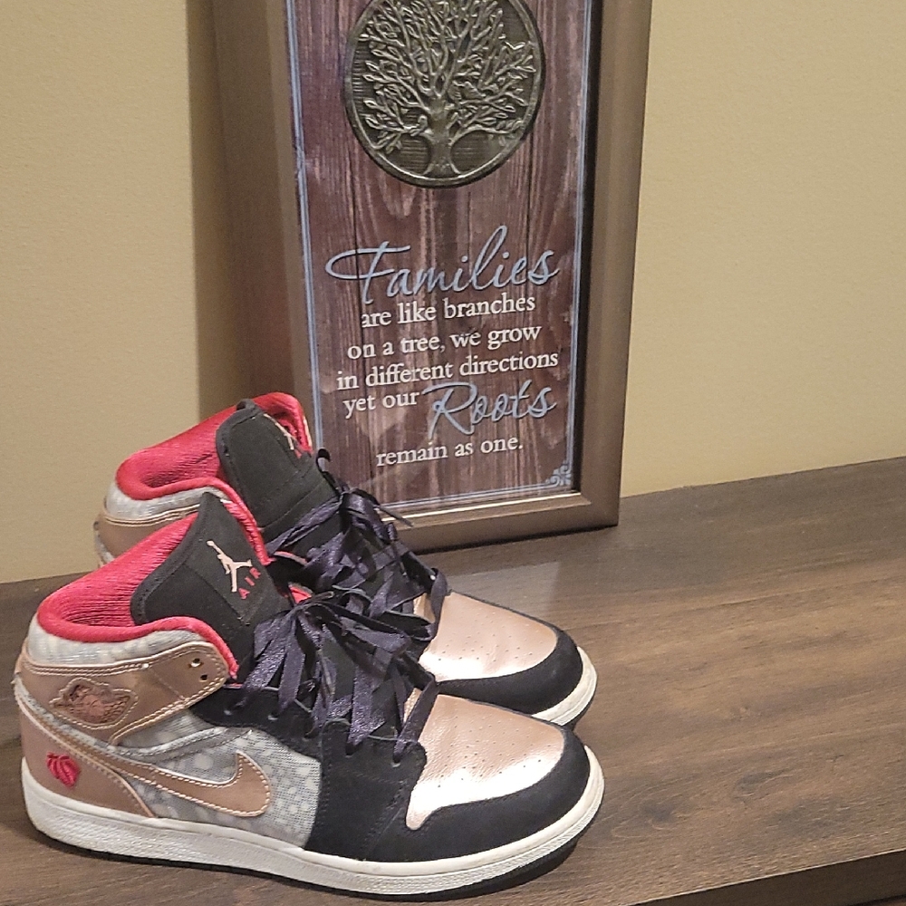 Kids Rose Gold and Black Sneakers